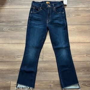 NWT MOTHER Petites Lil' Insider High Rise Cropped Straight Jeans in Off Limits